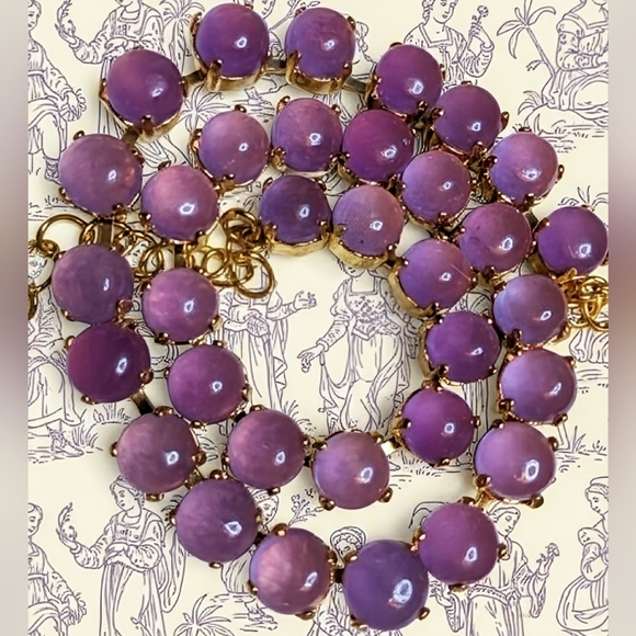 Natural Lavender Purple Jade Necklace in 14K Gold Plated - Picture 1 of 6